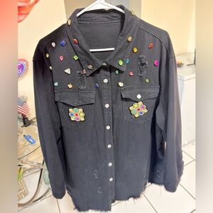 Embellished Black Denim Jacket